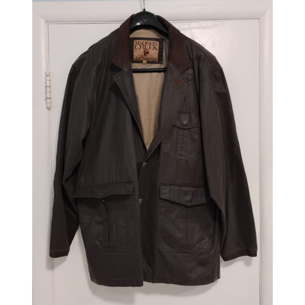 Madison Creek Outfitter Waxed Cotton Coat Hunting Jacket Dark Brown Size XL